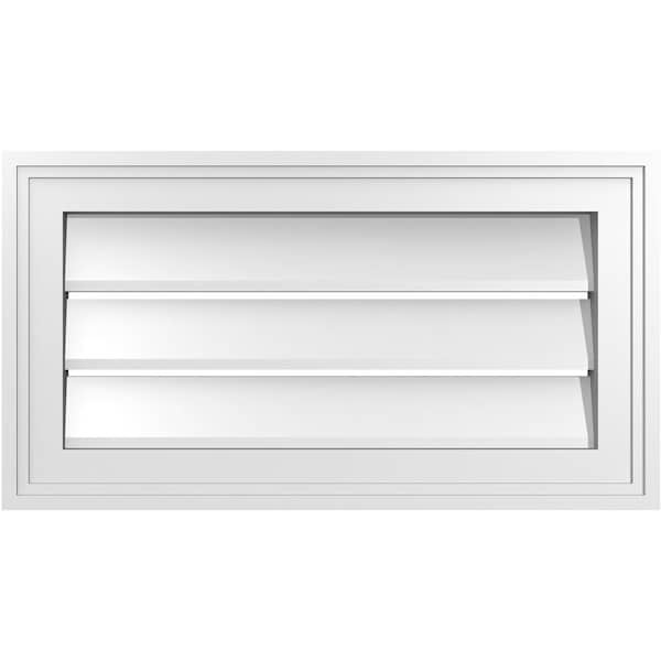 Ekena Millwork Vertical Surface Mount PVC Gable Vent: Functional, w/ 2"W x 1-1/2"P Brickmould Frame, 22"W x 12"H - GVPVE22X1202SF