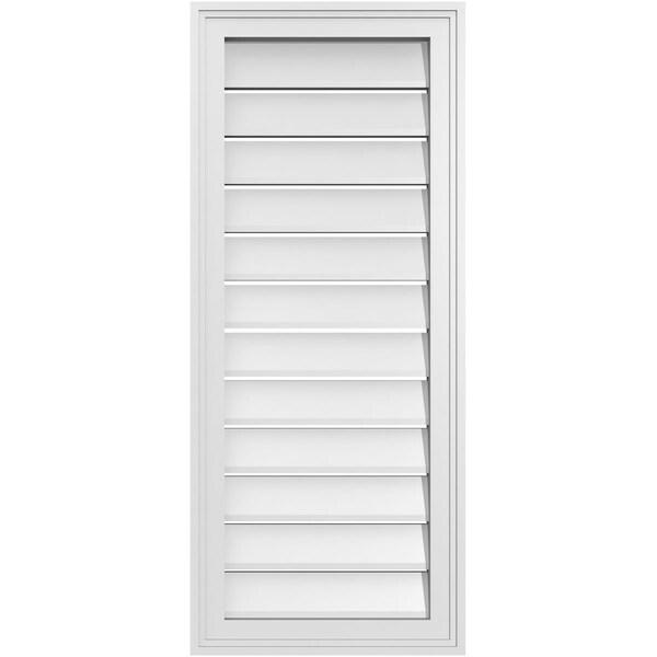Ekena Millwork Vertical Surface Mount PVC Gable Vent: Functional, w/ 2"W x 1-1/2"P Brickmould Frame, 16"W x 38"H - GVPVE16X3802SF