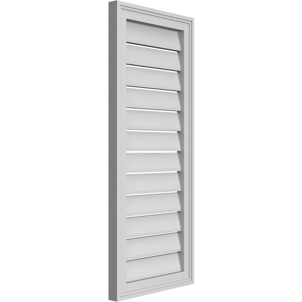 Ekena Millwork Vertical Surface Mount PVC Gable Vent: Functional, w/ 2"W x 1-1/2"P Brickmould Frame, 16"W x 38"H - GVPVE16X3802SF