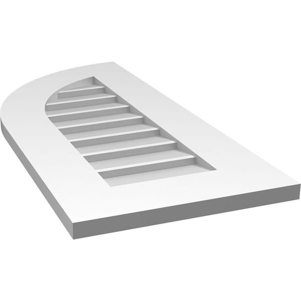 Ekena Millwork Quarter Round Top Left Surface Mount PVC Gable Vent w/ 3-1/2"W x 1"P Standard Frame, 14"W x 30"H - GVPQL14X3001SN