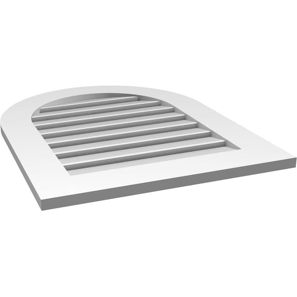 Ekena Millwork Round Top Surface Mount PVC Gable Vent: Functional, w/ 3-1/2"W x 1"P Standard Frame, 24"W x 30"H - GVPRT24X3001SF