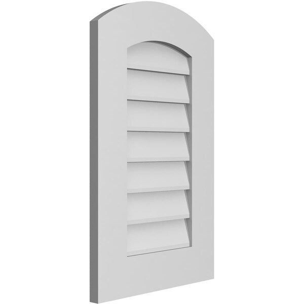 Ekena Millwork Arch Top Surface Mount PVC Gable Vent: Functional, w/ 3-1/2"W x 1"P Standard Frame, 16"W x 26"H - GVPAR16X2601SF