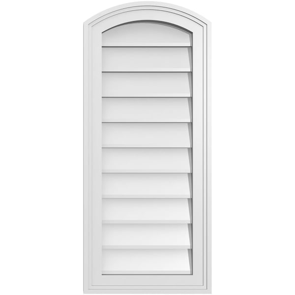 Ekena Millwork Arch Top Surface Mount PVC Gable Vent: Functional, w/ 2"W x 1-1/2"P Brickmould Frame, 14"W x 32"H - GVPAR14X3202SF
