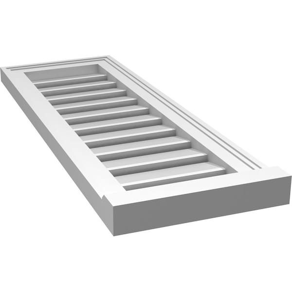 Ekena Millwork Vertical Surface Mount PVC Gable Vent: Functional, w/ 2"W x 2"P Brickmould Sill Frame, 12"W x 34"H - GVPVE12X3403SF