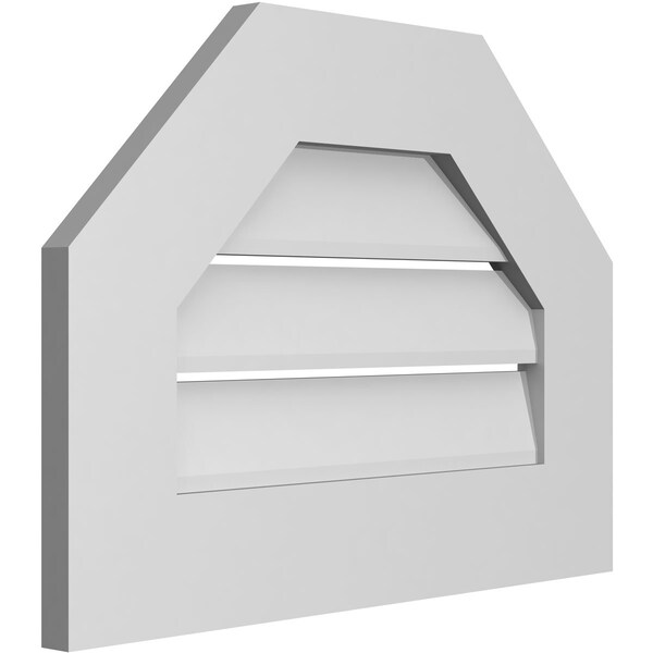 Ekena Millwork Octagonal Top Surface Mount PVC Gable Vent: Functional, w/ 3-1/2"W x 1"P Standard Frame, 22"W x 16"H - GVPOT22X1601SF