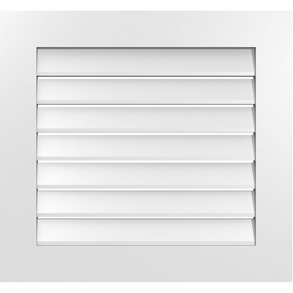 Ekena Millwork Vertical Surface Mount PVC Gable Vent: Functional, w/ 3-1/2"W x 1"P Standard Frame, 28"W x 26"H - GVPVE28X2601SF