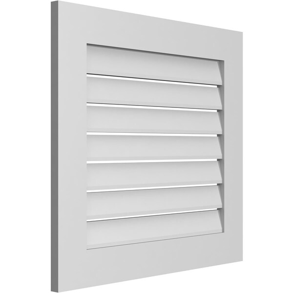 Ekena Millwork Vertical Surface Mount PVC Gable Vent: Functional, w/ 3-1/2"W x 1"P Standard Frame, 28"W x 26"H - GVPVE28X2601SF