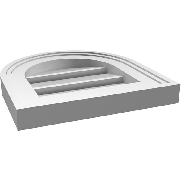 Ekena Millwork Round Top Surface Mount PVC Gable Vent: Functional, w/ 2"W x 1-1/2"P Brickmould Frame, 12"W x 12"H - GVPRT12X1202SF