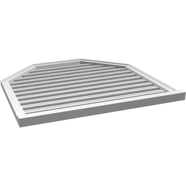 Ekena Millwork Octagonal Top Surface Mount PVC Gable Vent w/ 2"W x 2"P Brickmould Sill Frame, 40"W x 38"H - GVPOT40X3803SF