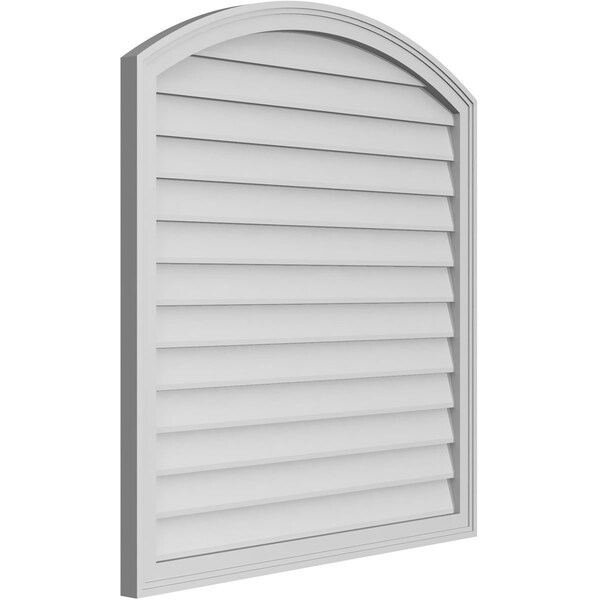 Ekena Millwork Arch Top Surface Mount PVC Gable Vent: Functional, w/ 2"W x 1-1/2"P Brickmould Frame, 38"W x 40"H - GVPAR38X4002SF