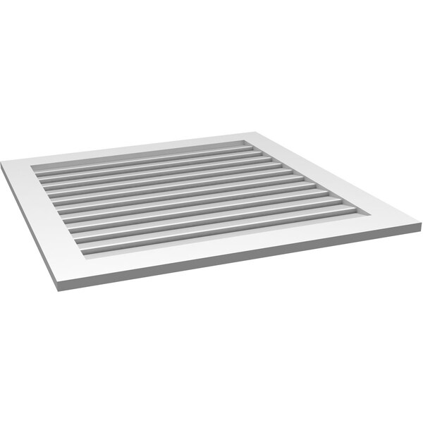 Ekena Millwork Vertical Surface Mount PVC Gable Vent: Functional, w/ 3-1/2"W x 1"P Standard Frame, 38"W x 38"H - GVPVE38X3801SF