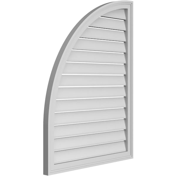 Ekena Millwork Quarter Round Top Left Surface Mount PVC Gable Vent w/ 2"W x 1-1/2"P Brickmould Frame, 30"W x 40"H - GVPQL30X4002SF