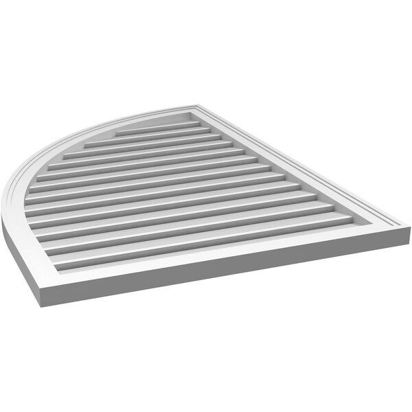 Ekena Millwork Quarter Round Top Left Surface Mount PVC Gable Vent w/ 2"W x 1-1/2"P Brickmould Frame, 30"W x 40"H - GVPQL30X4002SF