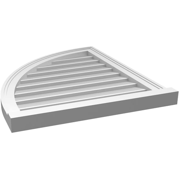 Ekena Millwork Quarter Round Top Left Surface Mount PVC Gable Vent w/ 2"W x 2"P Brickmould Sill Frame, 24"W x 28"H - GVPQL24X2803SN