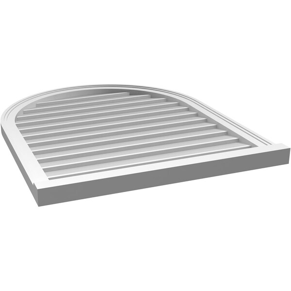 Ekena Millwork Round Top Surface Mount PVC Gable Vent w/ 2"W x 2"P Brickmould Sill Frame, 30"W x 36"H - GVPRT30X3603SN