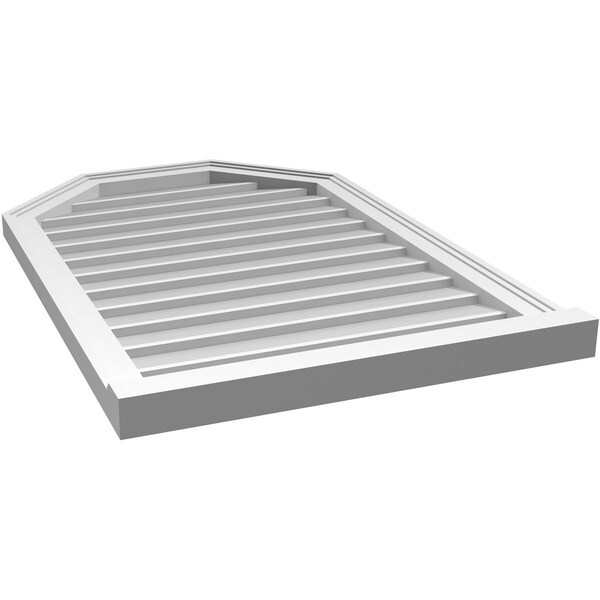Ekena Millwork Octagonal Top Surface Mount PVC Gable Vent w/ 2"W x 2"P Brickmould Sill Frame, 24"W x 36"H - GVPOT24X3603SN
