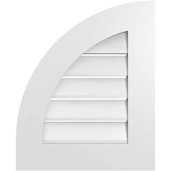 Ekena Millwork Quarter Round Top Left Surface Mount PVC Gable Vent w/ 3-1/2"W x 1"P Standard Frame, 18"W x 22"H - GVPQL18X2201SF