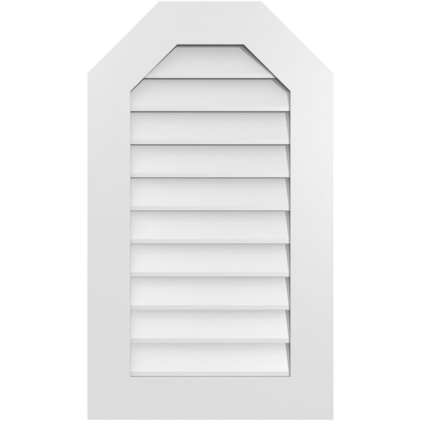 Ekena Millwork Octagonal Top Surface Mount PVC Gable Vent w/ 3-1/2"W x 1"P Standard Frame, 20"W x 34"H - GVPOT20X3401SN