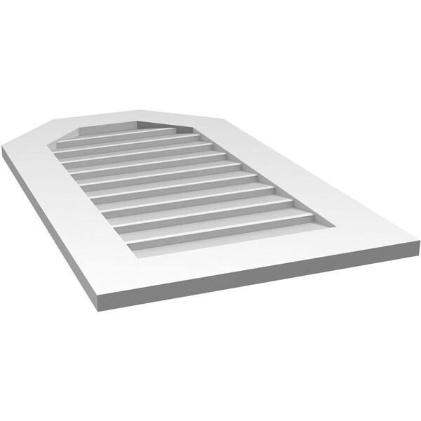 Ekena Millwork Octagonal Top Surface Mount PVC Gable Vent w/ 3-1/2"W x 1"P Standard Frame, 20"W x 34"H - GVPOT20X3401SN