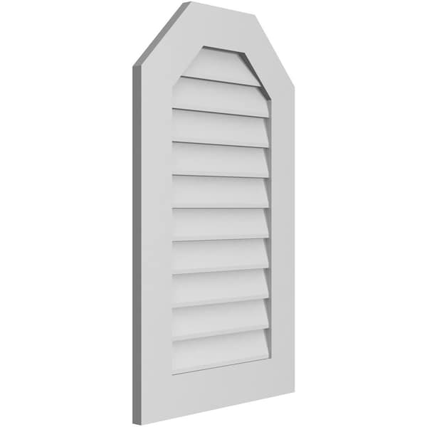 Ekena Millwork Octagonal Top Surface Mount PVC Gable Vent w/ 3-1/2"W x 1"P Standard Frame, 20"W x 34"H - GVPOT20X3401SN