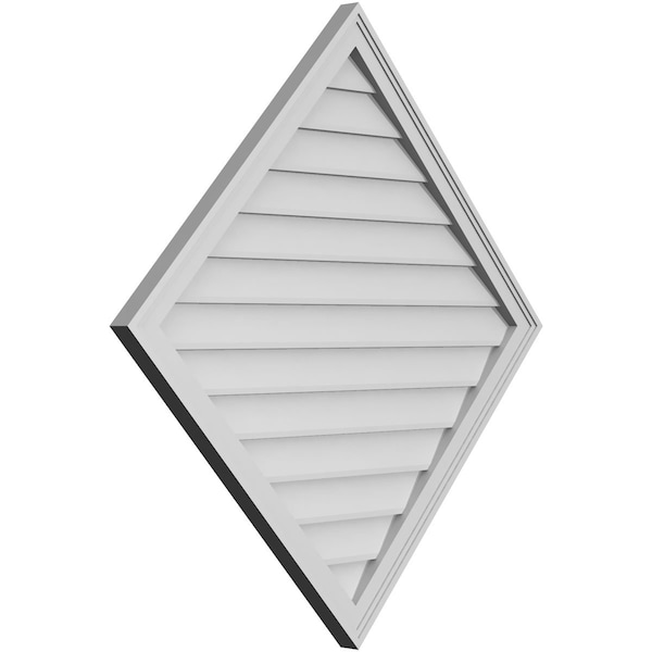 Ekena Millwork Diamond Surface Mount PVC Gable Vent: Functional, w/ 2"W x 1-1/2"P Brickmould Frame, 42"W x 42"H - GVPDI42X4202SF
