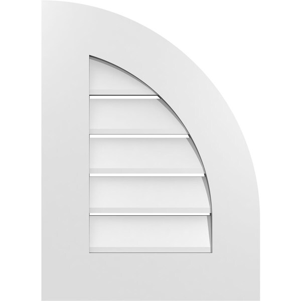 Ekena Millwork Quarter Round Top Right Surface Mount PVC Gable Vent w/ 3-1/2"W x 1"P Standard Frame, 16"W x 22"H - GVPQR16X2201SF