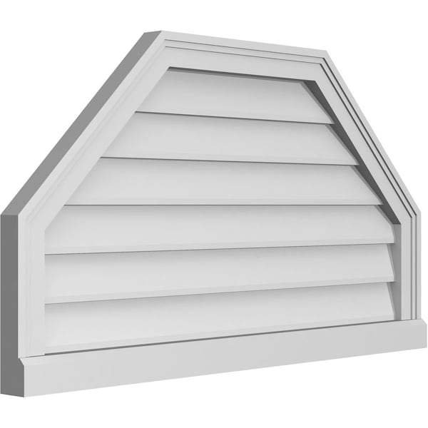 Ekena Millwork Octagonal Top Surface Mount PVC Gable Vent w/ 2"W x 2"P Brickmould Sill Frame, 36"W x 20"H - GVPOT36X2003SN