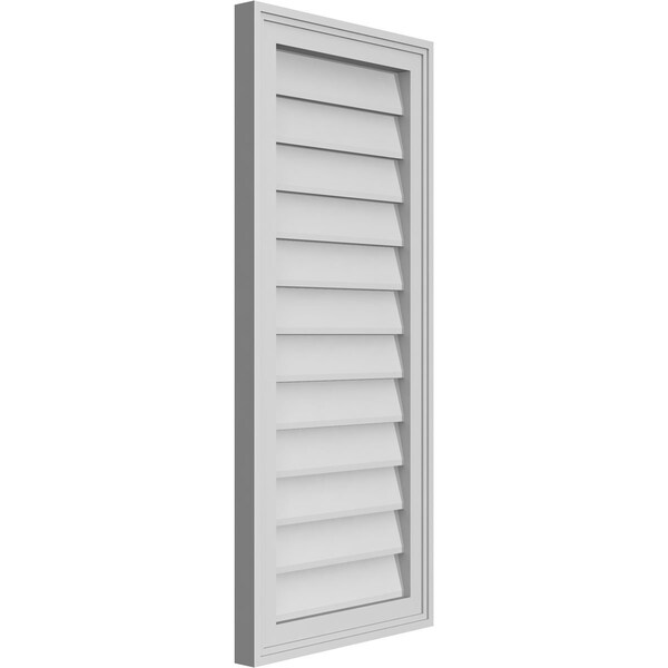 Ekena Millwork Vertical Surface Mount PVC Gable Vnt: Non-Functional, w/2"W x 1-1/2"H, Brickmould Frame, 16"W x 36"H - GVPVE16X3602SN