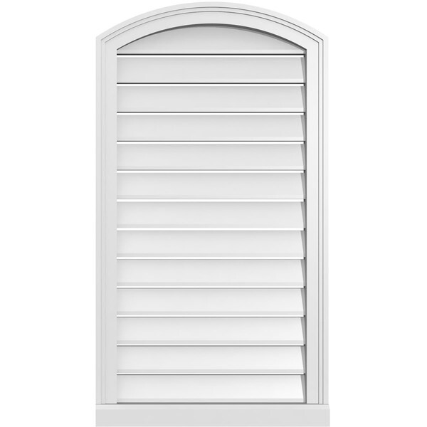 Ekena Millwork Arch Top Surface Mount PVC Gable Vent w/ 2"W x 2"P Brickmould Sill Frame, 22"W x 38"H - GVPAR22X3803SN