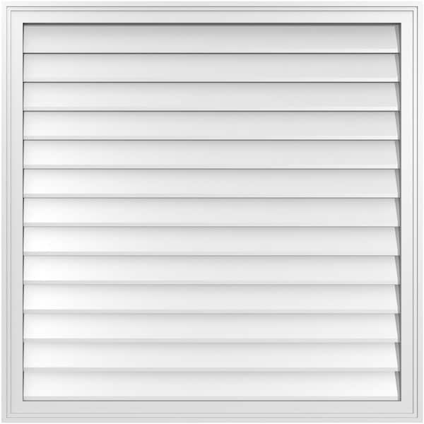 Ekena Millwork Vertical Surface Mount PVC Gable Vnt: Non-Functional, w/2"W x 1-1/2"H, Brickmould Frame, 40"W x 40"H - GVPVE40X4002SN