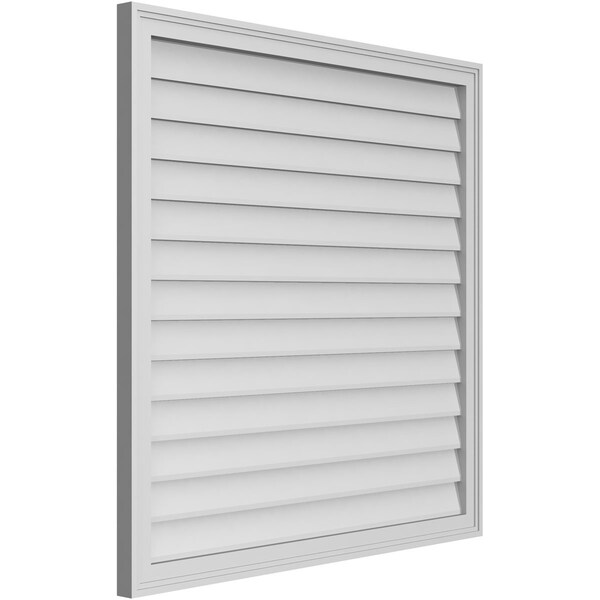 Ekena Millwork Vertical Surface Mount PVC Gable Vnt: Non-Functional, w/2"W x 1-1/2"H, Brickmould Frame, 40"W x 40"H - GVPVE40X4002SN