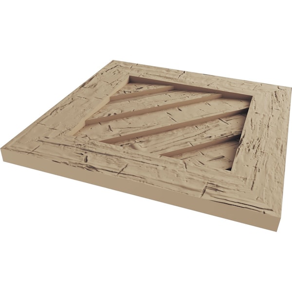 Ekena Millwork Timberthane Hand Hewn Diamond Faux Wood Non-Functional Gable Vent, Primed Tan, 36"W x 36"H - GVURDI36X36DHHPR