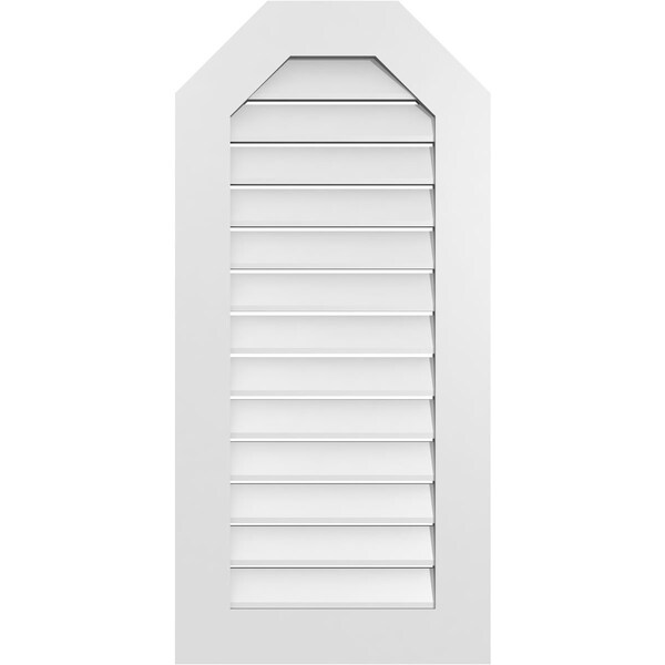 Ekena Millwork Octagonal Top Surface Mount PVC Gable Vent: Functional, w/ 3-1/2"W x 1"P Standard Frame, 20"W x 42"H - GVPOT20X4201SF