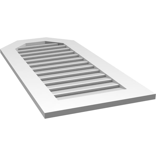 Ekena Millwork Octagonal Top Surface Mount PVC Gable Vent: Functional, w/ 3-1/2"W x 1"P Standard Frame, 20"W x 42"H - GVPOT20X4201SF