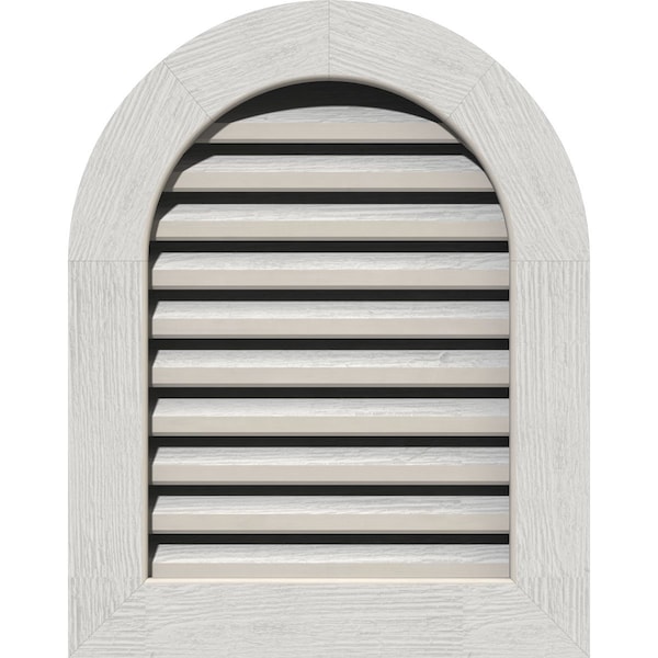 Ekena Millwork Round Top Gable Vent Functional, Western Red Cedar Gable Vent w/1" x 4" Flat Trim Frame, 16"W x 20"H - GVWRT16X2001RFPWR