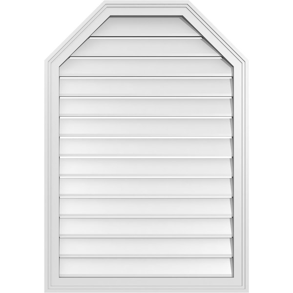 Ekena Millwork Octagonal Top Surface Mount PVC Gable Vent w/ 2"W x 1-1/2"P Brickmould Frame, 28"W x 40"H - GVPOT28X4002SF