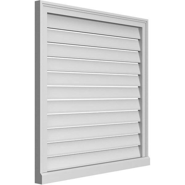 Ekena Millwork Vertical Surface Mount PVC Gable Vent: Functional, w/ 2"W x 2"P Brickmould Sill Frame, 34"W x 34"H - GVPVE34X3403SF