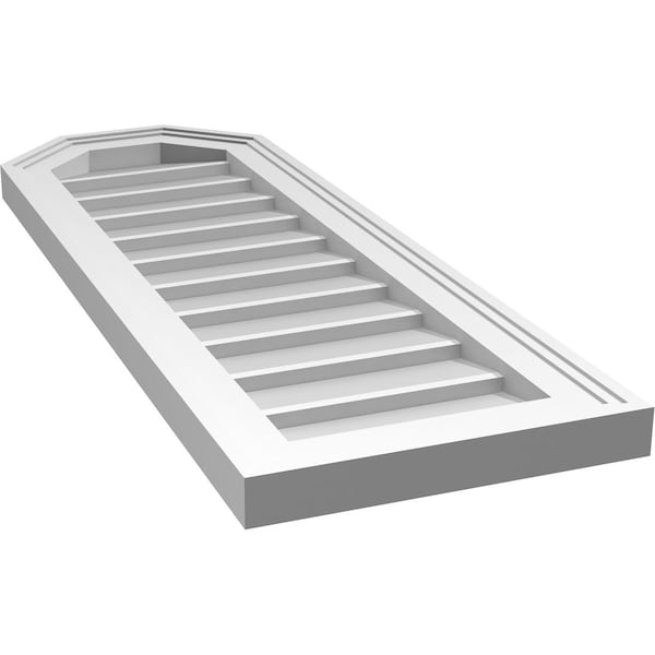 Ekena Millwork Octagonal Top Surface Mount PVC Gable Vent w/ 2"W x 1-1/2"P Brickmould Frame, 12"W x 34"H - GVPOT12X3402SN