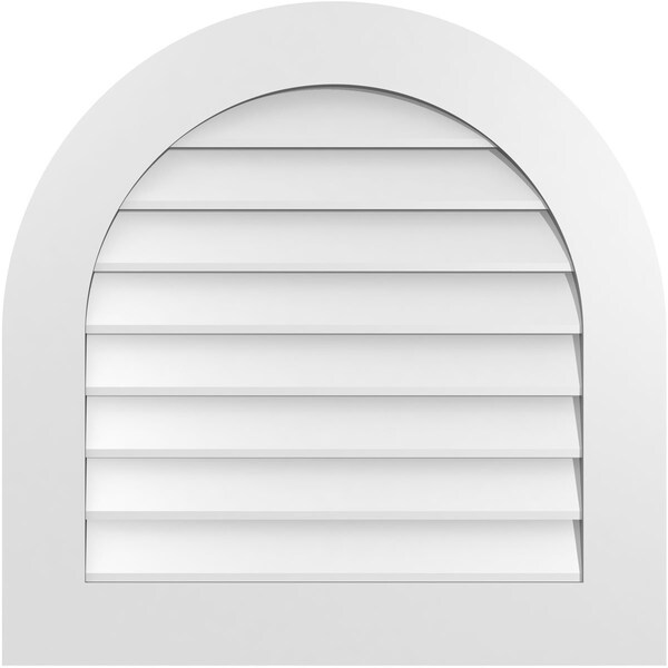 Ekena Millwork Round Top Surface Mount PVC Gable Vent: Non-Functional, w/ 3-1/2"W x 1"P Standard Frame, 28"W x 28"H - GVPRT28X2801SN