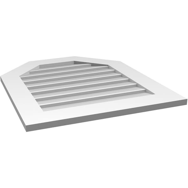 Ekena Millwork Octagonal Top Surface Mount PVC Gable Vent w/ 3-1/2"W x 1"P Standard Frame, 26"W x 30"H - GVPOT26X3001SN