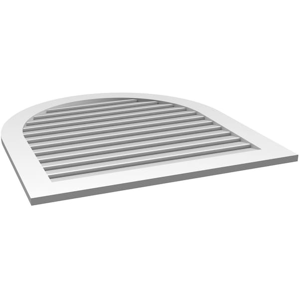 Ekena Millwork Round Top Surface Mount PVC Gable Vent: Functional, w/ 3-1/2"W x 1"P Standard Frame, 38"W x 40"H - GVPRT38X4001SF