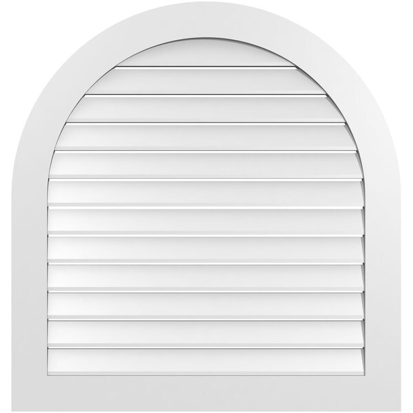 Ekena Millwork Round Top Surface Mount PVC Gable Vent: Functional, w/ 3-1/2"W x 1"P Standard Frame, 38"W x 40"H - GVPRT38X4001SF