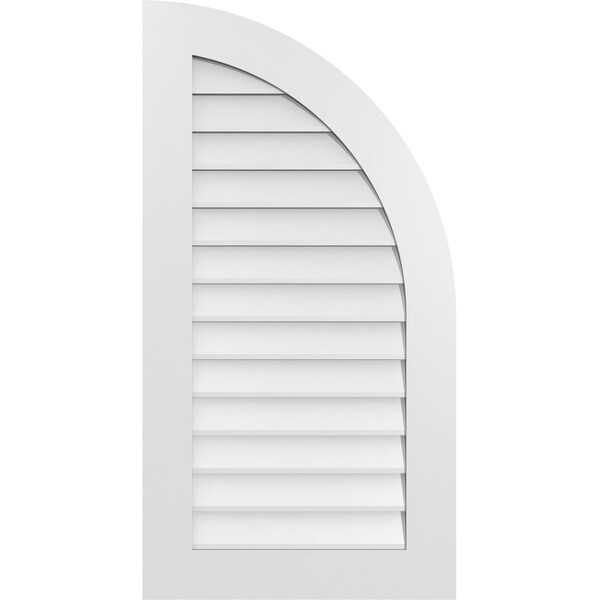 Ekena Millwork Quarter Round Top Right Surface Mount PVC Gable Vent w/ 3-1/2"W x 1"P Standard Frame, 22"W x 42"H - GVPQR22X4201SN