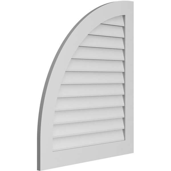 Ekena Millwork Quarter Round Top Left Surface Mount PVC Gable Vent w/ 3-1/2"W x 1"P Standard Frame, 32"W x 38"H - GVPQL32X3801SN