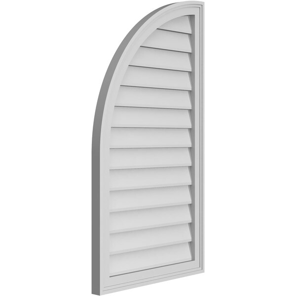 Ekena Millwork Quarter Round Top Left Surface Mount PVC Gable Vent w/ 2"W x 1-1/2"P Brickmould Frame, 22"W x 40"H - GVPQL22X4002SN