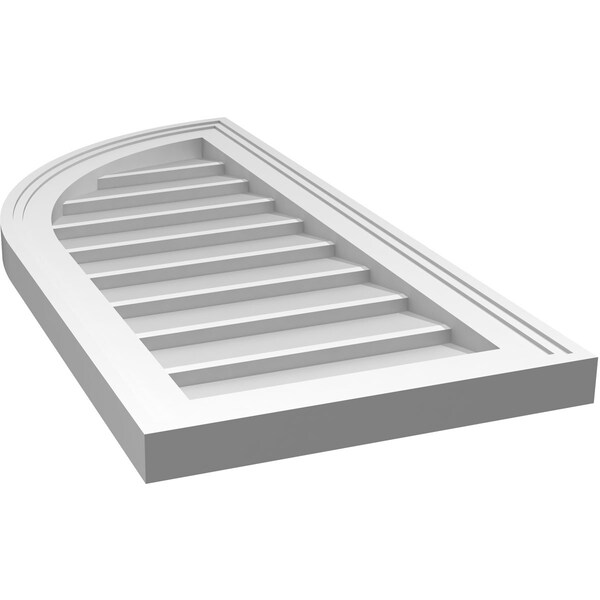 Ekena Millwork Quarter Round Top Left Surface Mount PVC Gable Vent w/ 2"W x 1-1/2"P Brickmould Frame, 14"W x 30"H - GVPQL14X3002SN