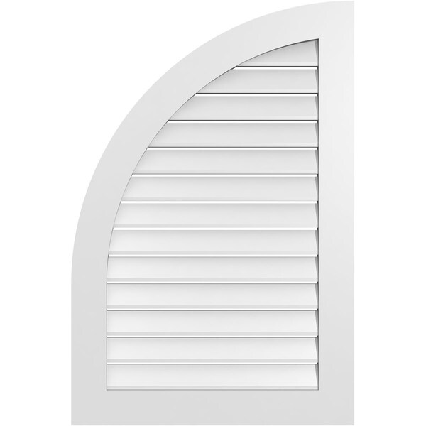Ekena Millwork Quarter Round Top Left Surface Mount PVC Gable Vent w/ 3-1/2"W x 1"P Standard Frame, 28"W x 42"H - GVPQL28X4201SF