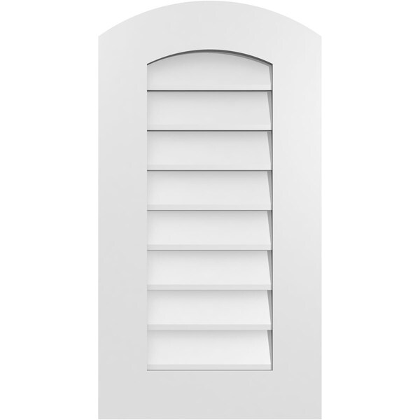 Ekena Millwork Arch Top Surface Mount PVC Gable Vent: Functional, w/ 3-1/2"W x 1"P Standard Frame, 16"W x 30"H - GVPAR16X3001SF