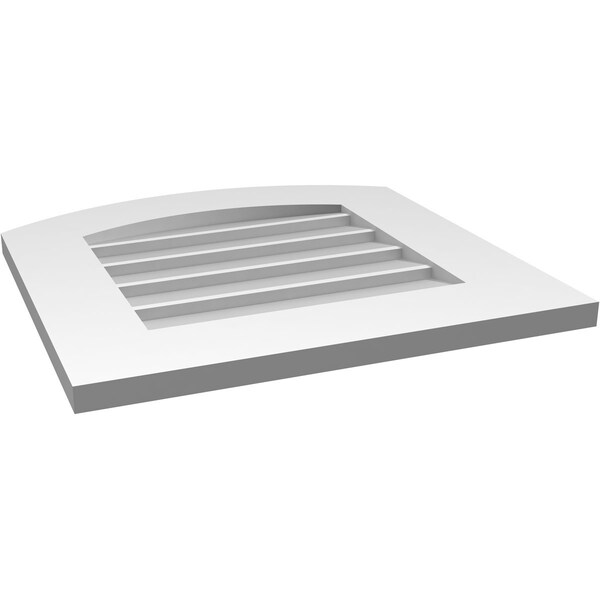 Ekena Millwork Arch Top Surface Mount PVC Gable Vent: Functional, w/ 3-1/2"W x 1"P Standard Frame, 20"W x 20"H - GVPAR20X2001SF