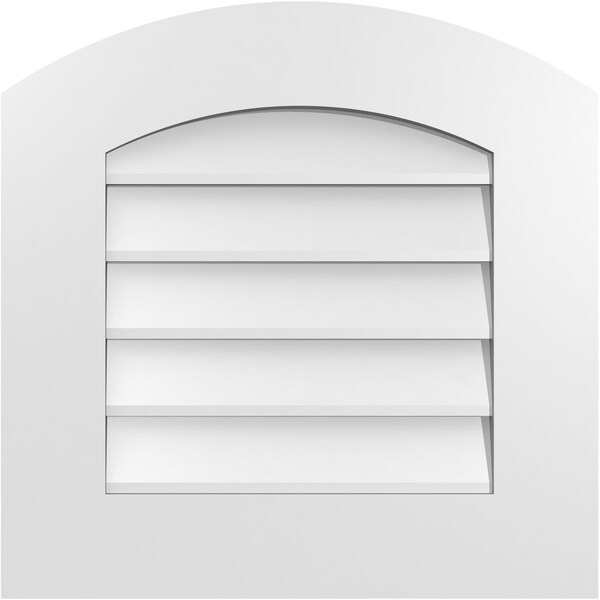 Ekena Millwork Arch Top Surface Mount PVC Gable Vent: Functional, w/ 3-1/2"W x 1"P Standard Frame, 20"W x 20"H - GVPAR20X2001SF